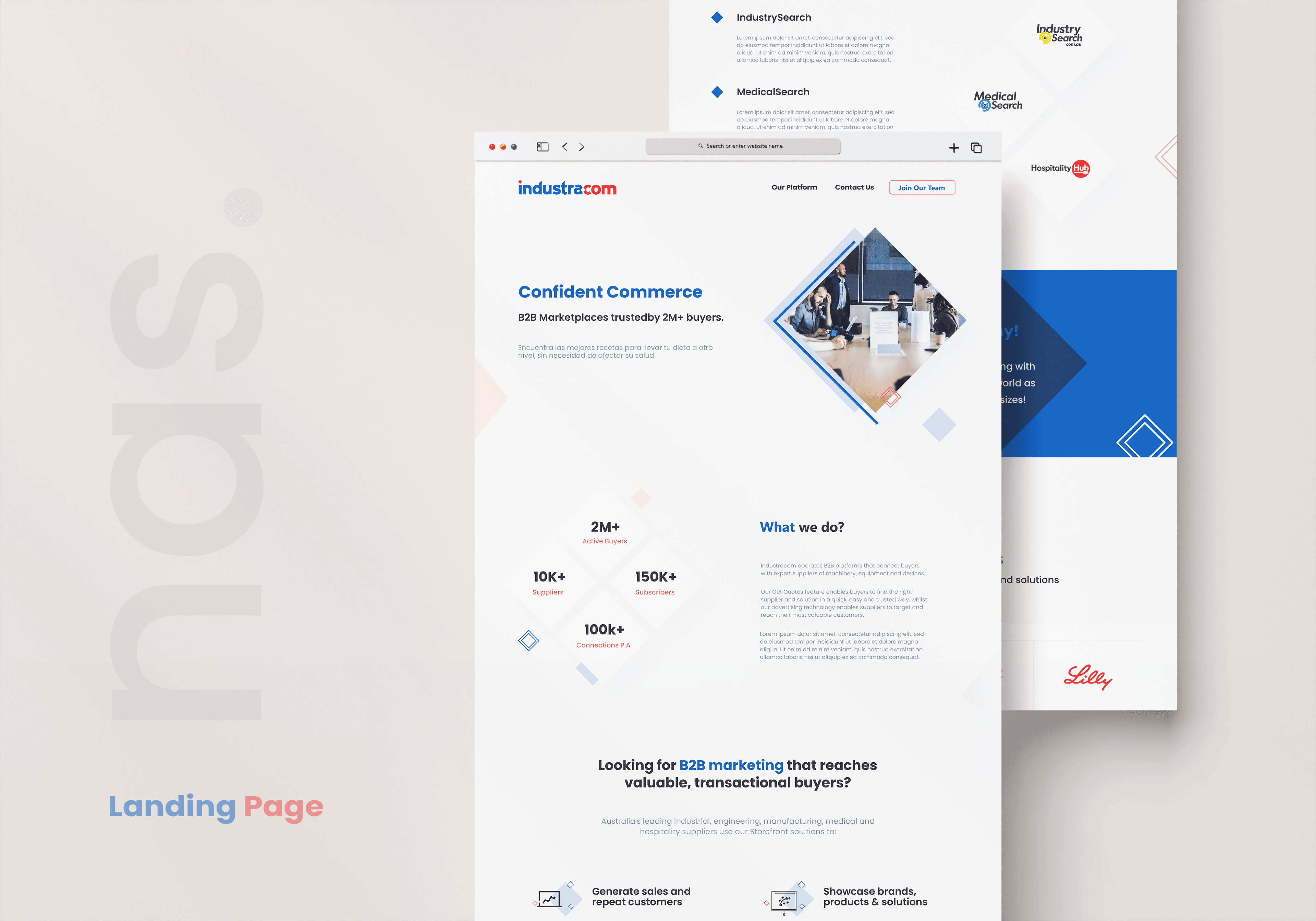 Landing page design — content sections